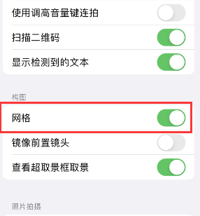 旌德苹果手机维修网点分享iPhone如何开启九宫格构图功能