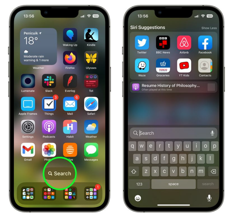 旌德苹果手机维修分享升级到 iOS 16 后，如何删除主屏幕上的搜索按钮 